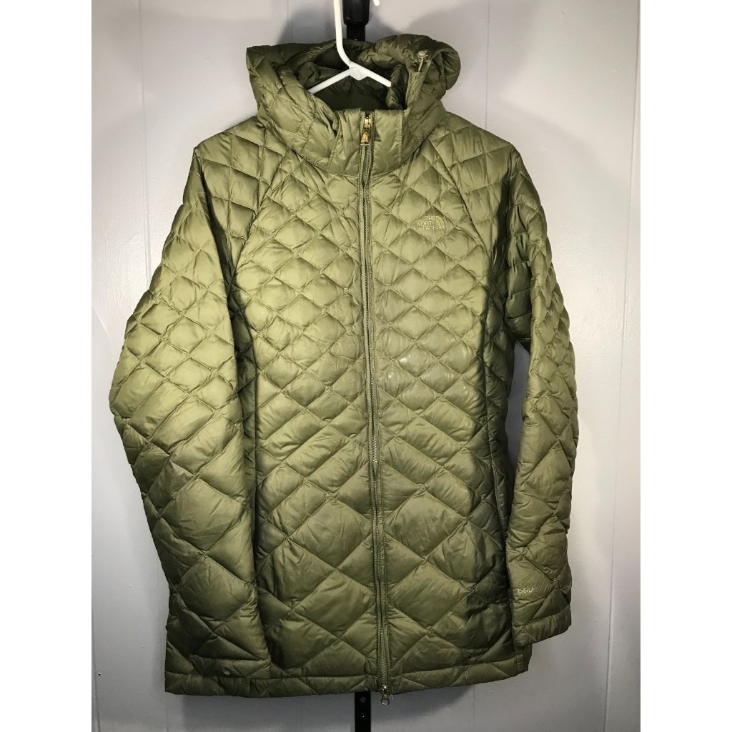 The North Face Transit Diamond 550 Fill Green Down Puffer Hood Coat Jacket Sz Lg